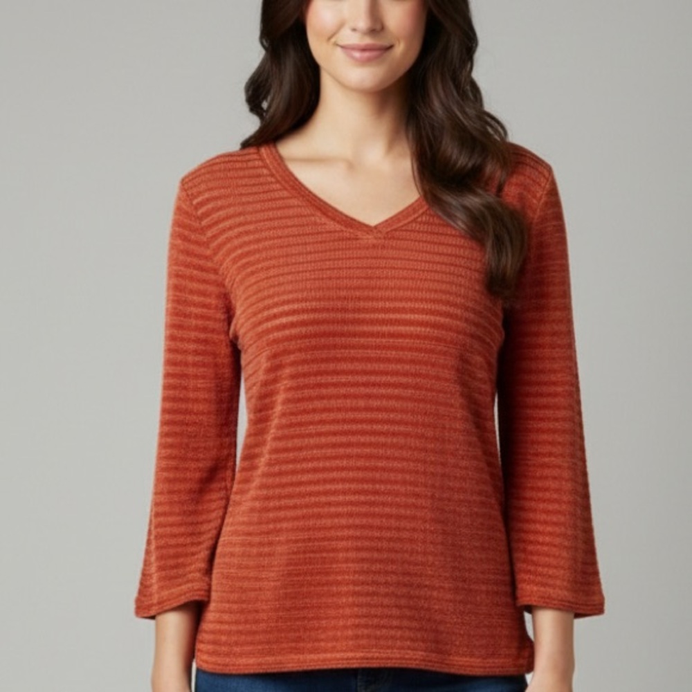 NWT FDJ Women's V-Neck Spice Knit Sweater size Medium